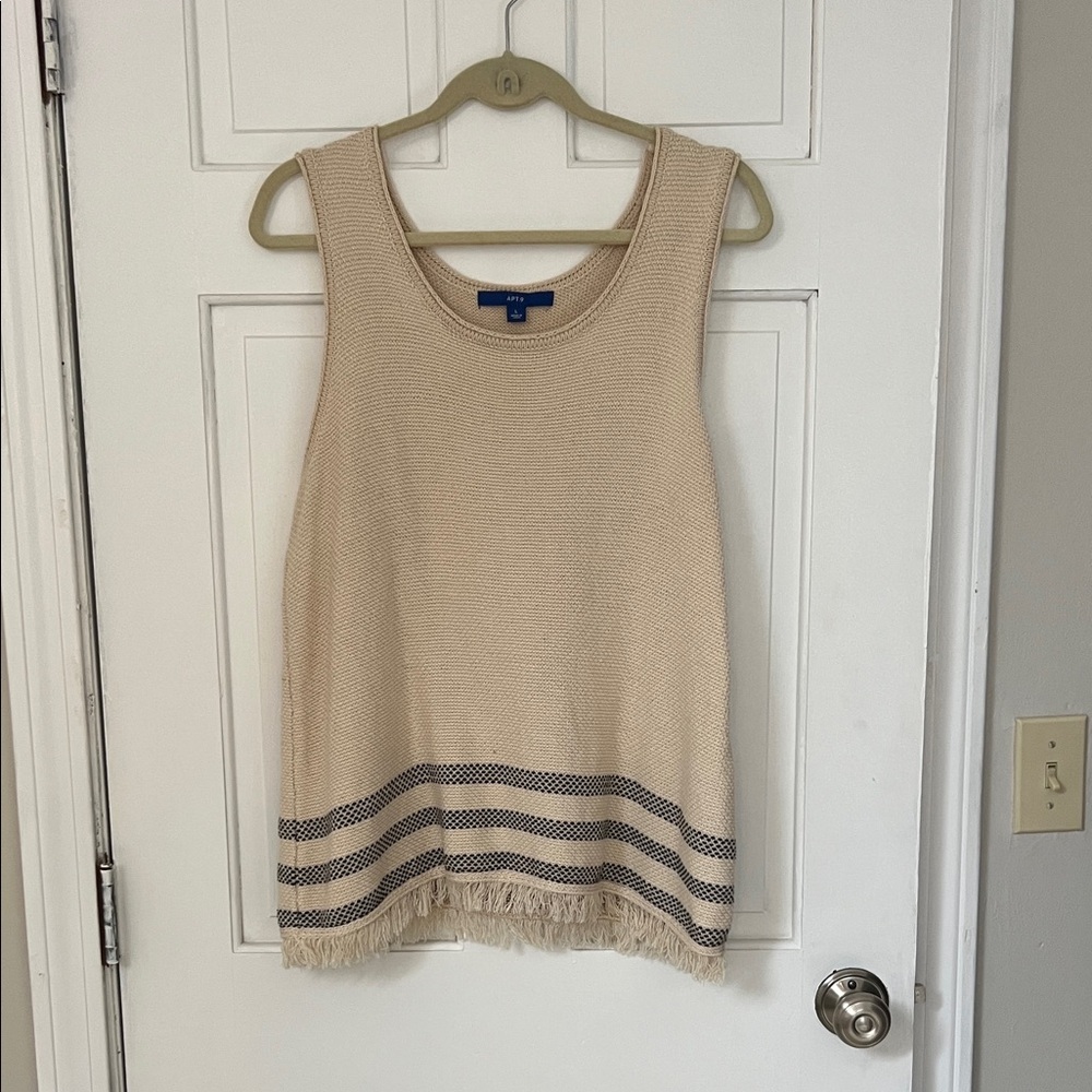 Apt. 9 Cream Knit Top with Fringe